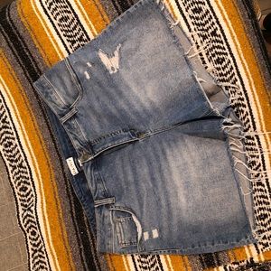 Slightly distressed denim shorts